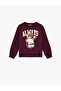 Teddy Bear Printed Cotton Long Sleeve Crew Neck Sweatshirt