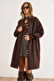 Women's Brown Soft Textured Buttoned Thick Beard Cardigan - 3
