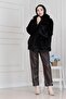 Shawl Collar Velcro Faux Fur-Black - 3