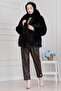Shawl Collar Velcro Faux Fur-Black - 4
