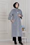 Hakim Collar Brooch Button Detailed Coat-Grey