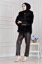 Shawl Collar Velcro Faux Fur-Black - 2