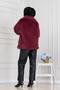 Shawl Collar Velcro Faux Fur-Burgundy - 5