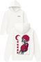 Akaza Design Printed Oversized White Hooded Sweatshirt