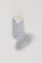 Girl's Socks with Tulle Detail on the Ankle, Ages 1-4, Light Gray Melange - 2