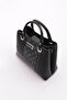 Black Snap Closure Adjustable Detachable Strap Women's Shoulder Bag 05Pc25K10362 - 4