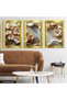 Elegant White Flowers with Gold Leaves 3 Piece Gold Plexi Mirrored Table - 2