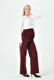 Maternity Stretchy Waistband Adjustable Wide Leg Gabardine Trousers Bordo - 4