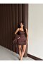Imported Scuba Suede Fabric Strap Dress & V Shoulder Pad I Jacket Set - 7