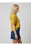 Women's Mustard Soft Textured Wool Short Sleeve Oversized Knitwear Sweater - 2