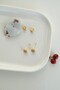 Salmon Color Stone Ball Earrings - 5