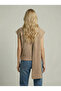 Women's Beige Integrated Scarf Detailed Sleeveless Knit Sweater - 3