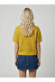 Women's Mustard Soft Textured Wool Short Sleeve Oversized Knitwear Sweater - 3
