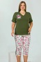 Rose patterned large size pajama set - 2