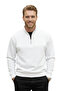Men's White Relax Fit Fleece Inside 100% Cotton Half Zipper D Mock Neck Sweatshirt 2600760