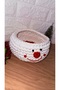 Hand Knitted Red and White Christmas Basket, Stylish and Warm Design for Christmas Gift - 4