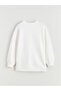 Ecru Crew Neck Printed Thick Sweatshirt for Girls - 4