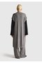 Women's Anthracite Melange Wool and Cashmere Blend Ribbed Detailed Short Sleeve Long Cardigan - 3