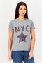 Women Crew Neck Short Sleeve Graphic T Shirt, Grey