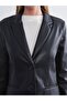 Women's Leather-Look Blazer Jacket - 3