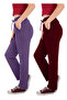 Women's Viscose Fabric 2-Pack Burgundy/Purple Sweatpants (with Plus Size Option)