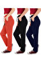 Women's Viscose Fabric 3-Pack Black/Navy Blue/Pomegranate Flower Sweatpants (with Plus Size Option)