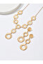 Gold Circle Pendant Necklace and Earrings Set - 3