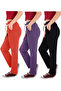 Women's Viscose Fabric 3-Pack Black/Pomegranate Flower/Purple Sweatpants (with Plus Size Option)