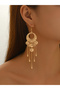 Women Metal Round Tassel Chain Earrings - 4