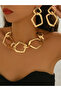 Gold Geometric Necklace and Earrings Set - 2