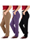 Women's Viscose Fabric 3-Pack Black/Purple/Brown Sweatpants (with Plus Size Option)