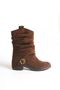 Women's Laceless Flexible Suede Western Boots – Brown - 2