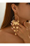 Women Metal Round Tassel Chain Earrings