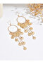Women Metal Round Tassel Chain Earrings - 4