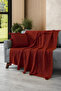 Set of 2 Pompom Knitwear Knitted Throw Pillow Cover & Tv Blanket - Shoulder & Sofa Wrap Set - Tile