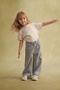 Girl's Interlock Wide Leg Pants Gray Melange - 2