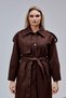 Marvella Bitter Brown Premium Epaulet Detailed Windbreaker Detailed Cashmere Coat - 6