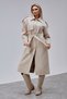 Marvella Beige Premium Epaulet Windbreaker Detailed Cashmere Coat - 2