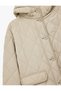 Long Sleeve Buttoned Pocketed Hooded Quilted Coat - 5