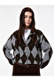 X Şahika Ercümen - Long Sleeve Buttoned Knitwear Argyle Patterned Cardigan - 4