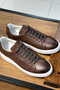 Rubber Sole Lace-Up Genuine Leather Brown Casual Shoes - 6
