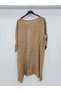 Women's Camel Italian Deep Side Y Slit Long Linen Tunic - 2