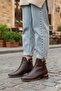 573102 Buckle Detailed Pointed Toe 3 cm Thick Heel Zippered Women's Boots - 6