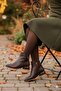 573102 Buckle Detailed Pointed Toe 3 cm Thick Heel Zippered Women's Boots - 3