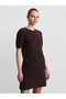 90257 Crew Neck Wool Blend Knitwear Dress-Dark Brown - 5