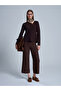 10824 Crew Neck Peplum Knitwear Top-Dark Brown - 5