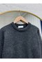 Aylin Crew Neck Six Elastic Oversized Sweater-Zi̇7035 Anthracite - 3