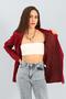Women's Burgundy Double-Breasted Gold Buttoned Blazer Jacket Shoulder Shoulder Pad Pieces - 6