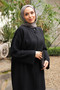 Black Zippered Angora Soft Cardigan Pants Set - 5