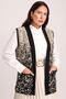 Women's Black Stone Patterned Pocketed Knitwear Knitted Mother Vest